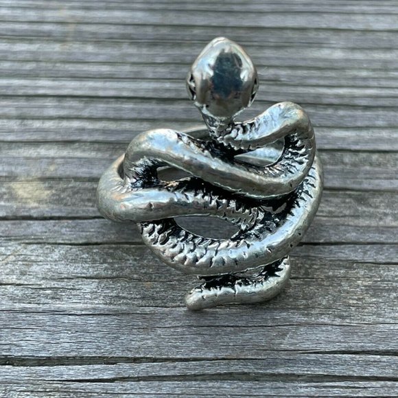 Snake Ring Silver Tone Fashion Rings Jewelry Unisex Rings Size 7 - Picture 9 of 9